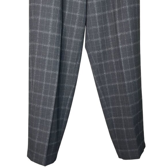 Aritzia Babaton Plaid Cropped Tapered Pants Gray Black Check Elastic Waist MED - Picture 7 of 10